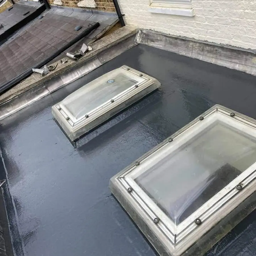 Flat roof with two new rooflights, finished and sealed