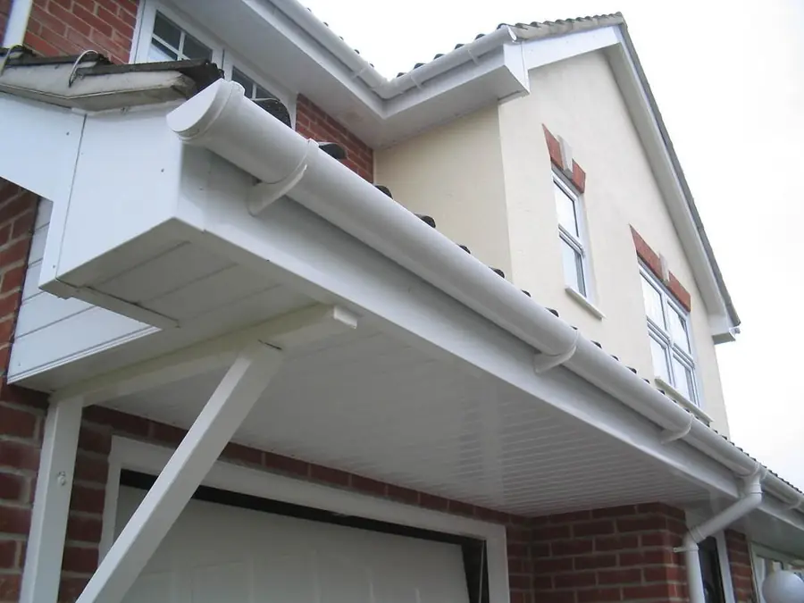 New white uPVC fascias, soffits and gutters on a detached house