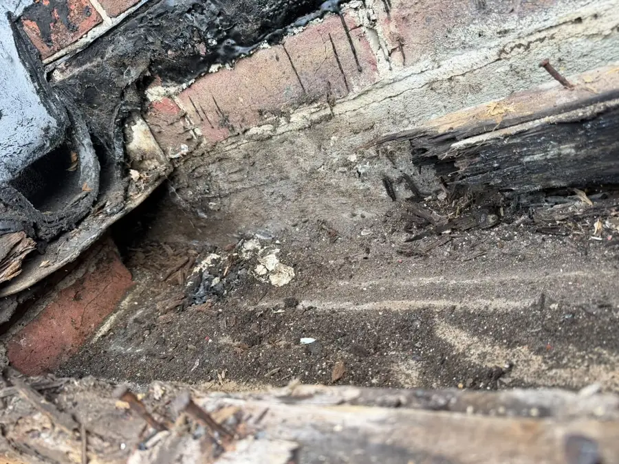 Close-up of wet rot in the timbers along a leaking valley